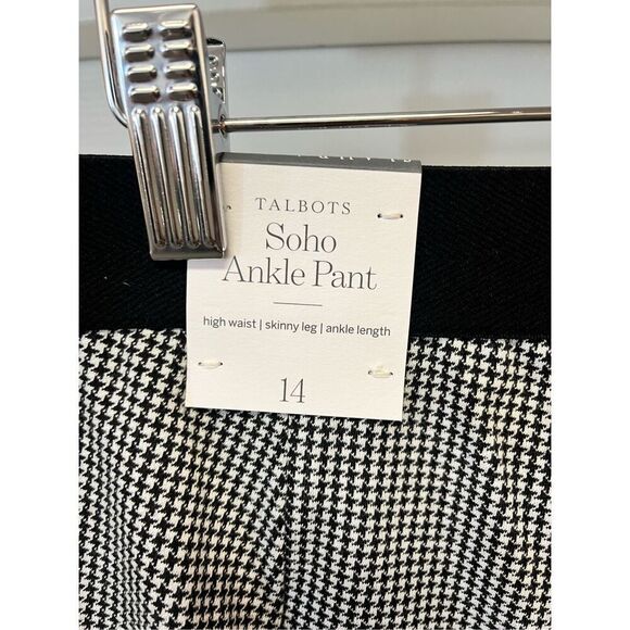 Talbots SoHo Ankle Pants in Black & White Houndstooth Sz 14 NWT - Picture 6 of 8